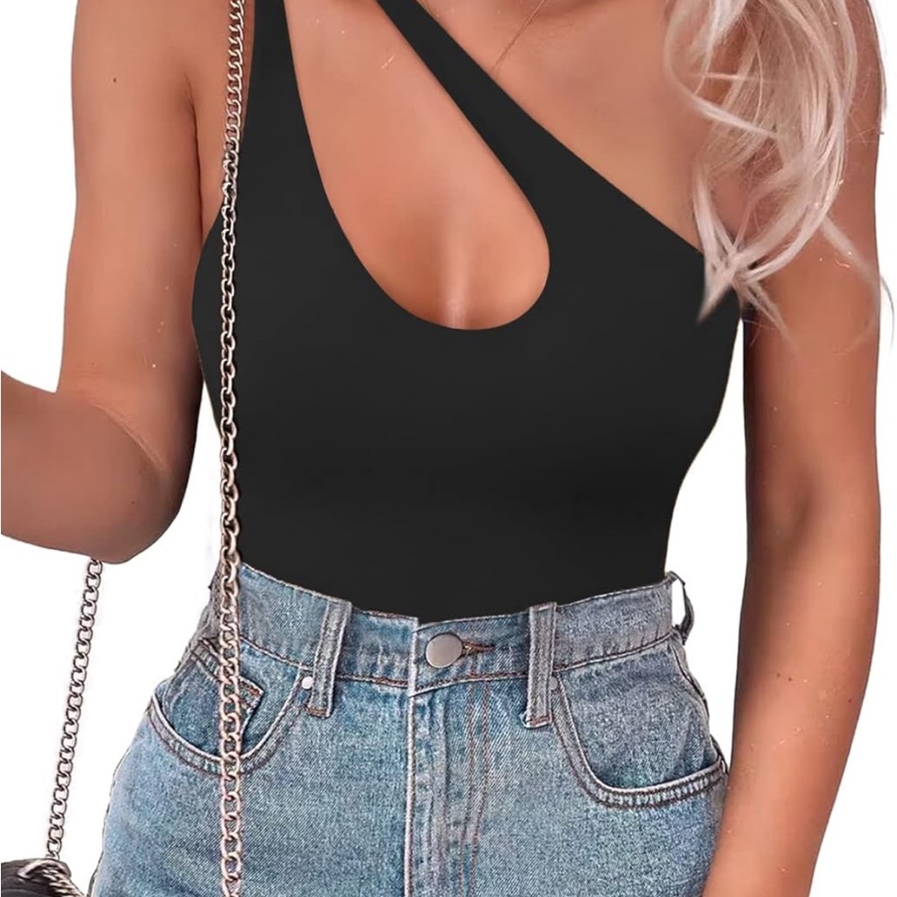 Black One-Shoulder Women's body suit